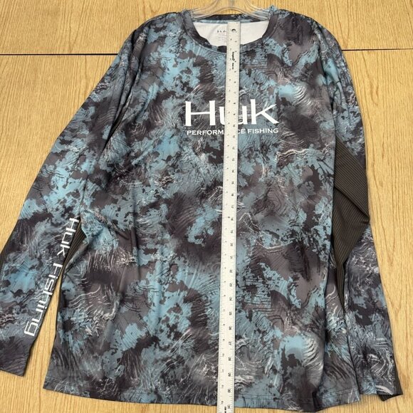 Huk Performance Fishing Long Sleeve XXL Shirt Blue Gray Camouflage Moisture-Wick - Picture 7 of 10